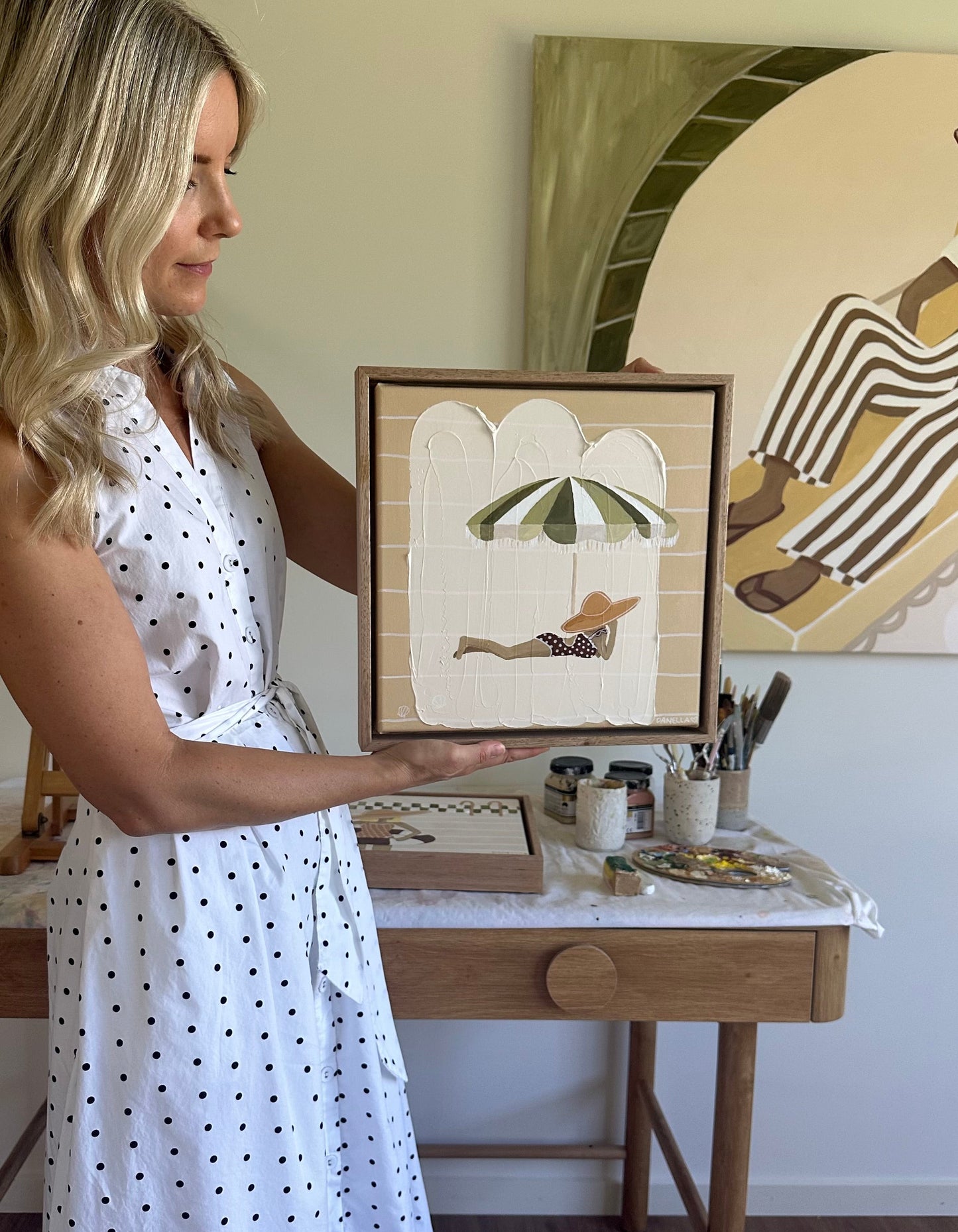 ‘In Thought - Olive’ Original Mini